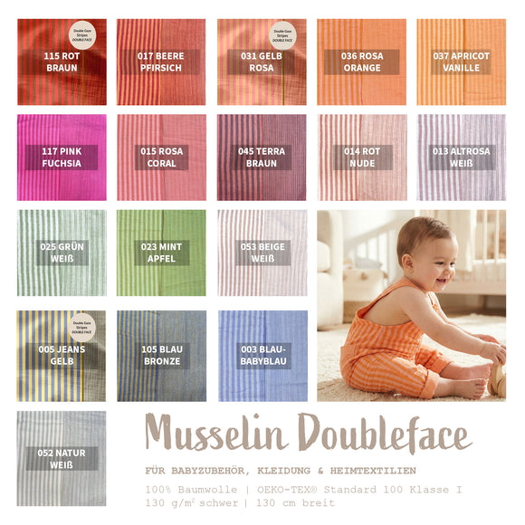 Musselin Doubleface Streifen *Ab 50 cm