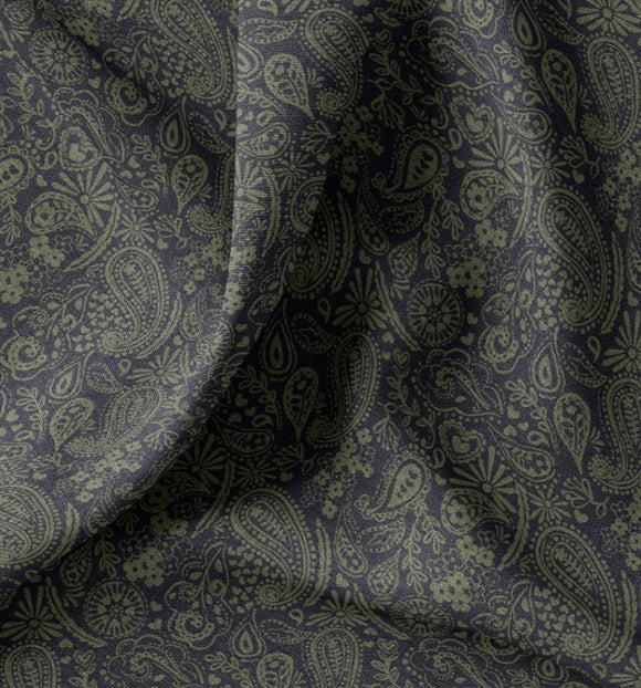 Dekostoff Halbpanama Paisley marine *Ab 50cm