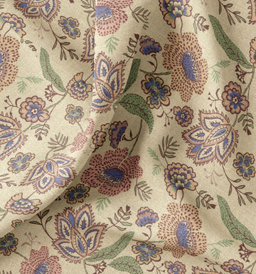 Dekostoff Halbpanama Blumen orientalisch *Ab 50cm