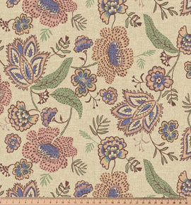 Dekostoff Halbpanama Blumen orientalisch *Ab 50cm - 0