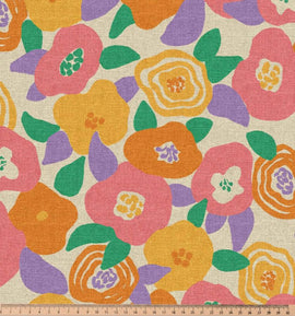 Dekostoff Halbpanama bunte Blumen *Ab 50cm - 0