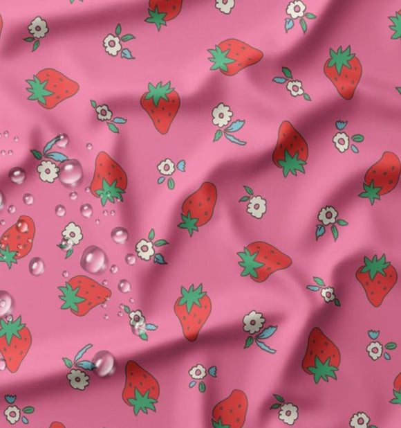 Regenstoff wasserdicht bedruckt Erdbeeren *Ab 50cm