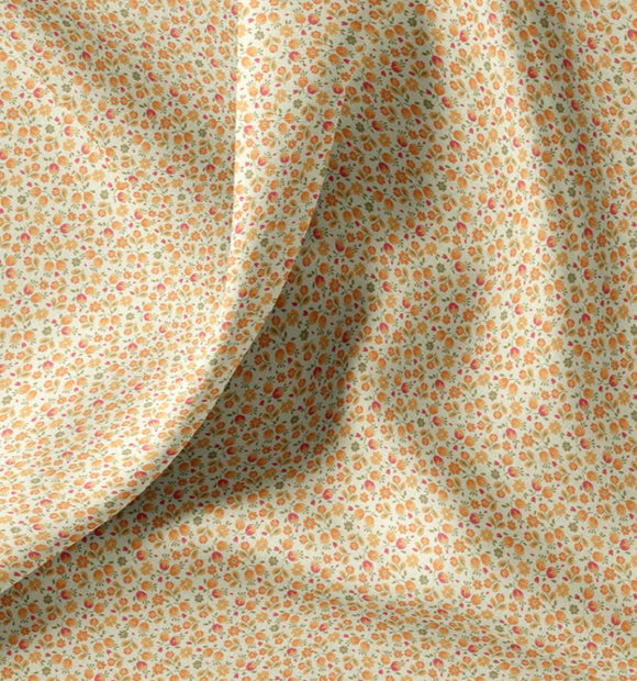 Baumwolle bedruckt kleine Blümchen orange *Ab 50cm