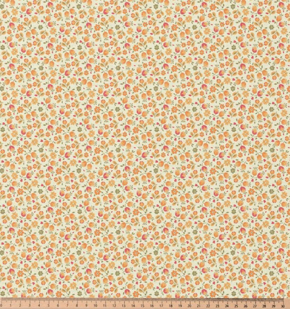 Baumwolle bedruckt kleine Blümchen orange *Ab 50cm