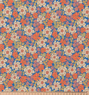 Baumwolle bedruckt Blumen orange auf blau *Ab 50cm-2