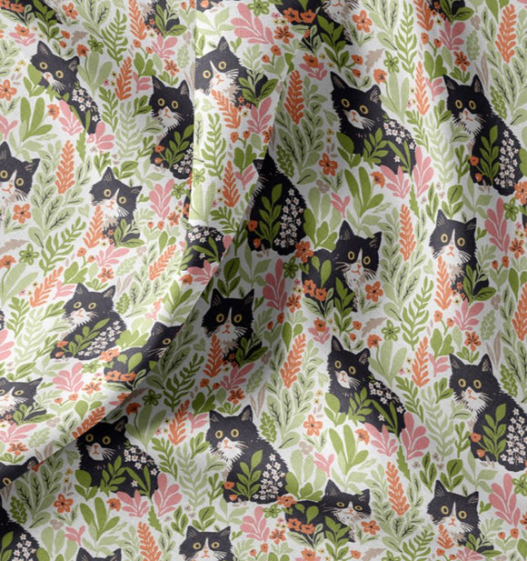 Baumwolle bedruckt Katzen & Blumen *Ab 50cm