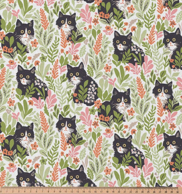 Baumwolle bedruckt Katzen & Blumen *Ab 50cm - 0