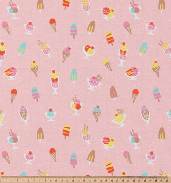 Baumwolle bedruckt Eis auf rosa *Ab 50cm