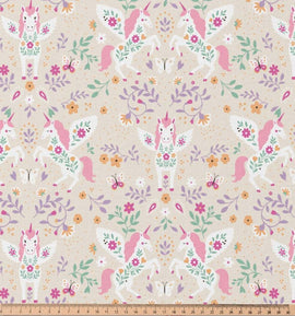 Baumwolle bedruckt Einhorn auf beige *Ab 50cm - 0