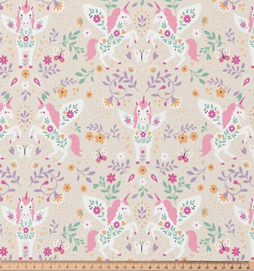 Baumwolle bedruckt Einhorn auf beige *Ab 50cm - 0