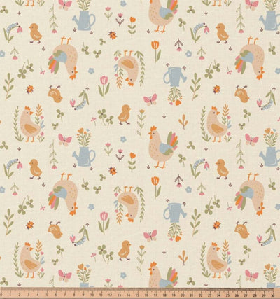 Baumwolle bedruckt Hühner auf beige *Ab 50cm - 0