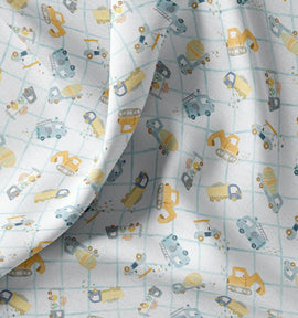 Baumwolle bedruckt Fahrzeuge blau *Ab 50cm