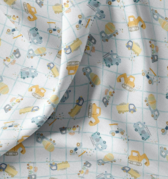 Baumwolle bedruckt Fahrzeuge blau *Ab 50cm