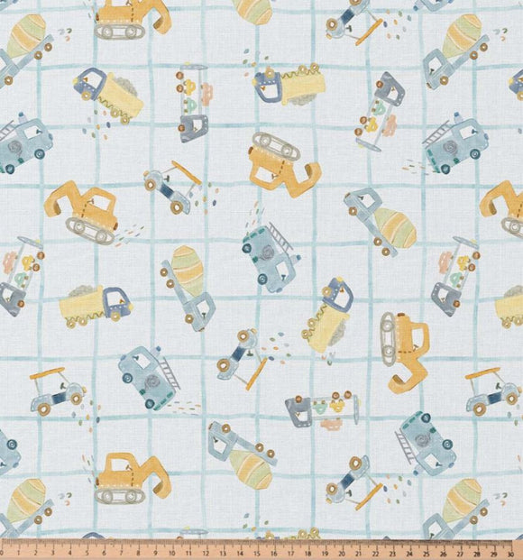 Baumwolle bedruckt Fahrzeuge blau *Ab 50cm