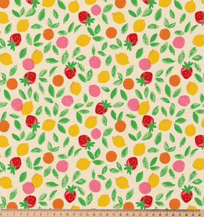 Baumwolle bedruckt Früchte auf beige *Ab 50cm - 0