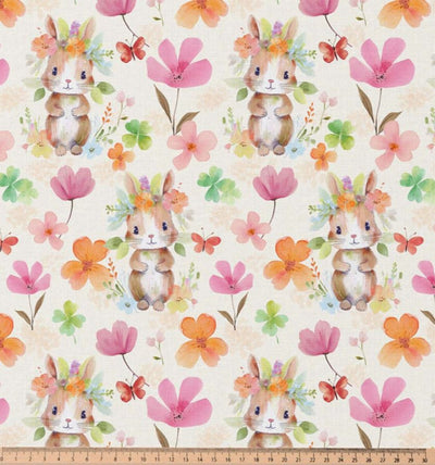 Baumwolle Digitaldruck Häschen Blumen *Ab 50cm - 0