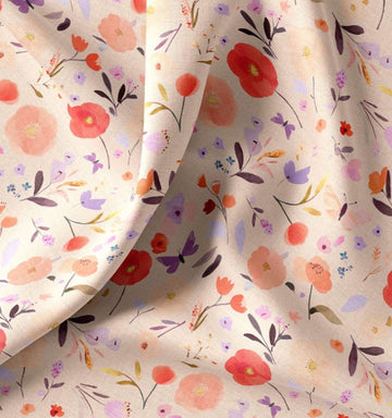 Baumwolle Digitaldruck Mohnblumen auf rose *Ab 50cm