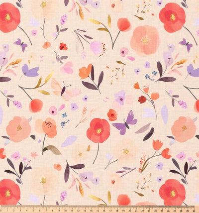 Baumwolle Digitaldruck Mohnblumen auf rose *Ab 50cm - 0