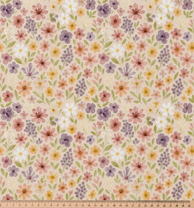 Baumwolle Digitaldruck Blumenwiese beige *Ab 50cm - 0