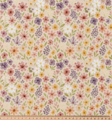 Baumwolle Digitaldruck Blumenwiese beige *Ab 50cm - 0