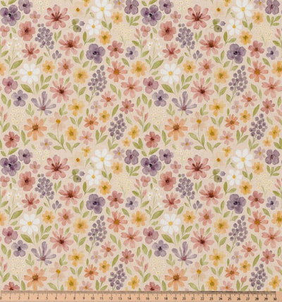 Baumwolle Digitaldruck Blumenwiese beige *Ab 50cm - 0