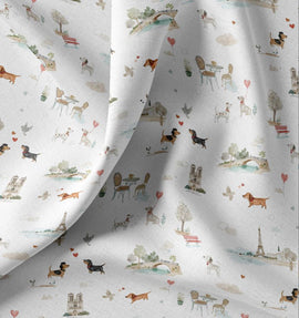 Baumwolle Digitaldruck Hunde Paris *Ab 50cm