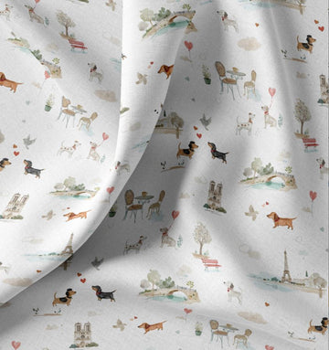Baumwolle Digitaldruck Hunde Paris *Ab 50cm