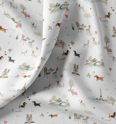 Baumwolle Digitaldruck Hunde Paris *Ab 50cm