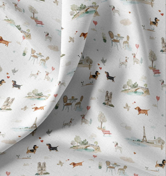 Baumwolle Digitaldruck Hunde Paris *Ab 50cm