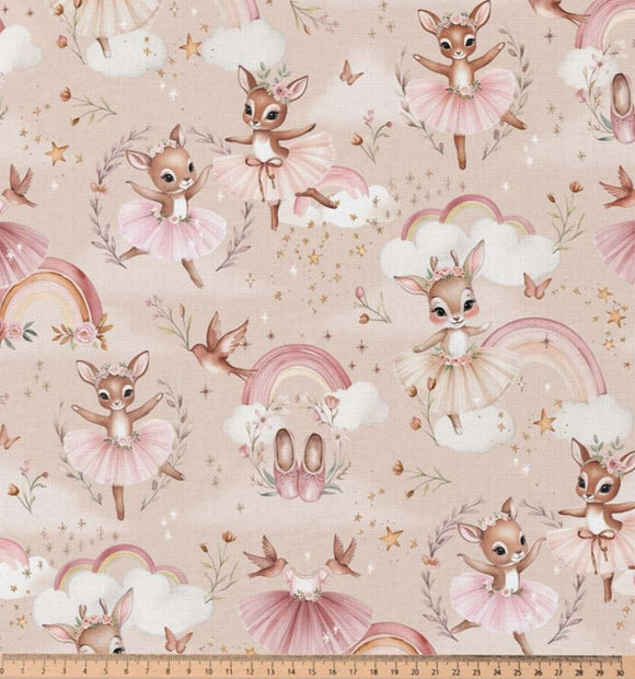 Baumwolle Digitaldruck Reh Ballerinas *Ab 50cm