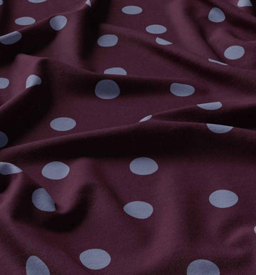Kaufen 002-h-blau-bordeaux Viskose bedruckt Punkte *Ab 50 cm