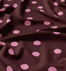 Acheter 003-rosa-bordeaux Viskose bedruckt Punkte *Ab 50 cm