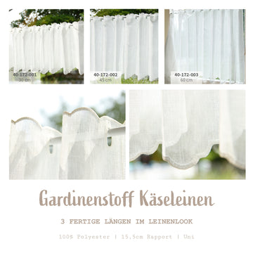 Gardinenstoff Käseleinen Meterware | 30-60cm Höhe *Preiseinheit = 1m