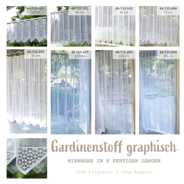 Gardinenstoff Wirkware Meterware | 30-180cm Höhe *Preiseinheit = 1m
