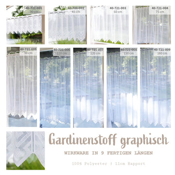 Gardinenstoff Wirkware Meterware | 30-180cm Höhe *Preiseinheit = 1m