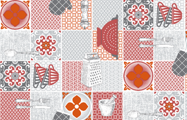 Acheter 003-kuchenkacheln-rot Wachstuch Stoff Meterware &amp; Rollenware *Ab 50cm