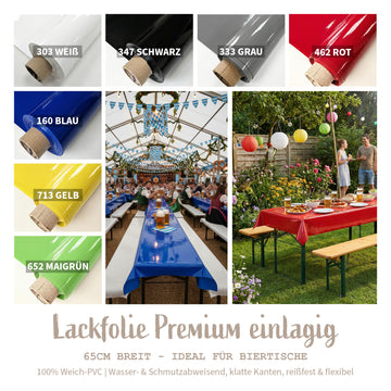 Lackfolie Meterware einlagig für Biertische *65cm breit