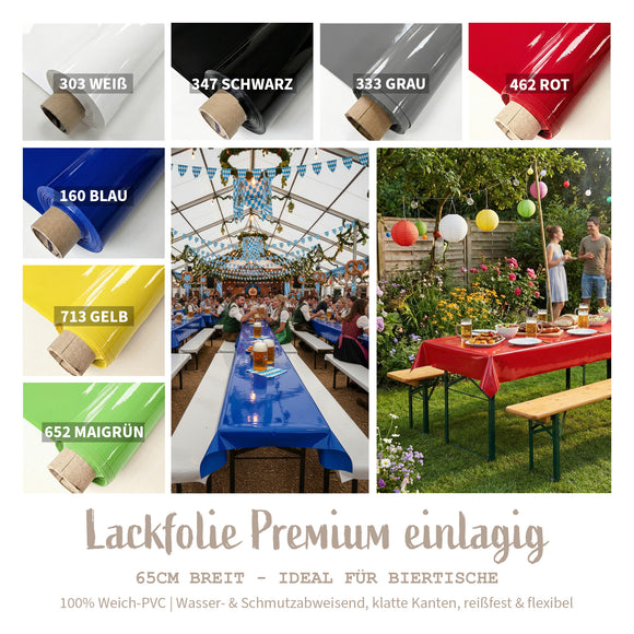 Lackfolie Meterware einlagig für Biertische *65cm breit