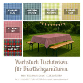 Wachstuch Tischdecken für Biergarnitur|  Karo