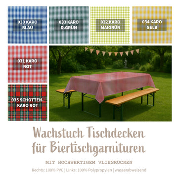Wachstuch Tischdecken für Biergarnitur|  Karo