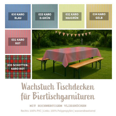 Wachstuch Tischdecken für Biergarnitur|  Karo