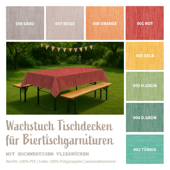 Wachstuch Tischdecken für Biergarnitur|  uni meliert