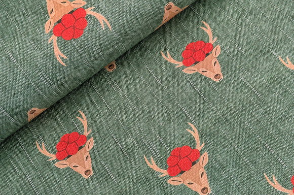 Robuster Baumwoll-Dekostoff Hirsche *Ab 50cm