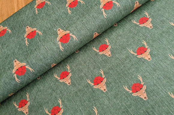 Robuster Baumwoll-Dekostoff Hirsche *Ab 50cm