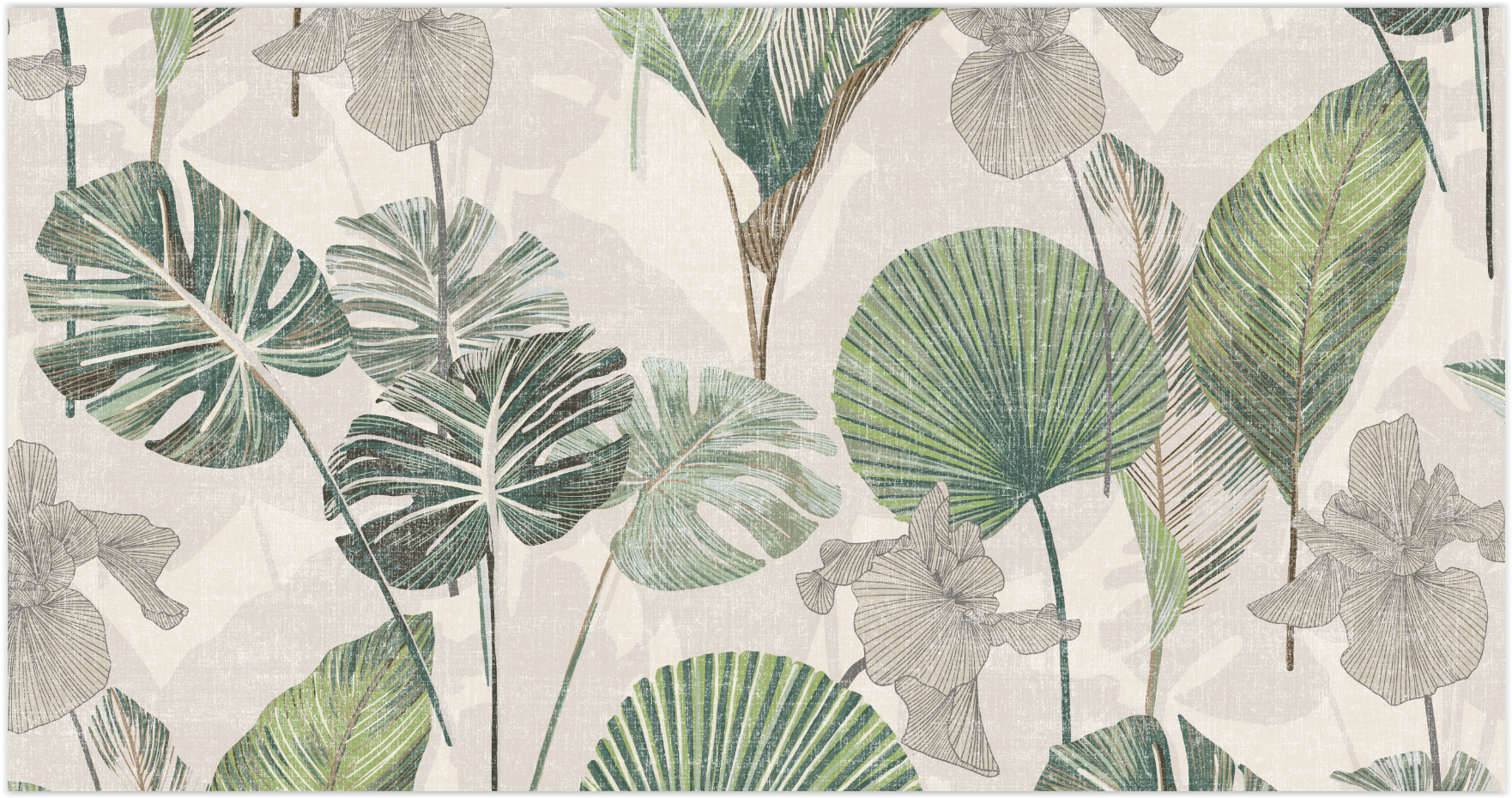 Tablecloth fabric - palm leaves *From 50 cm