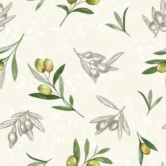 Tissu pour nappe - Olives *A partir de 50 cm