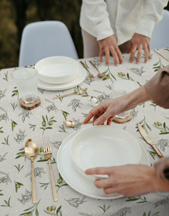 Tissu pour nappe - Olives *A partir de 50 cm