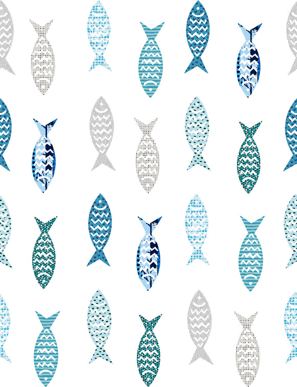 Tissu pour nappe - poisson *A partir de 50 cm