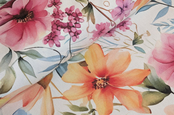 Dekostoff Halbpanama Sommerblumen *Ab 50cm