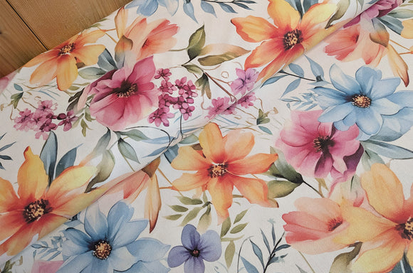 Dekostoff Halbpanama Sommerblumen *Ab 50cm